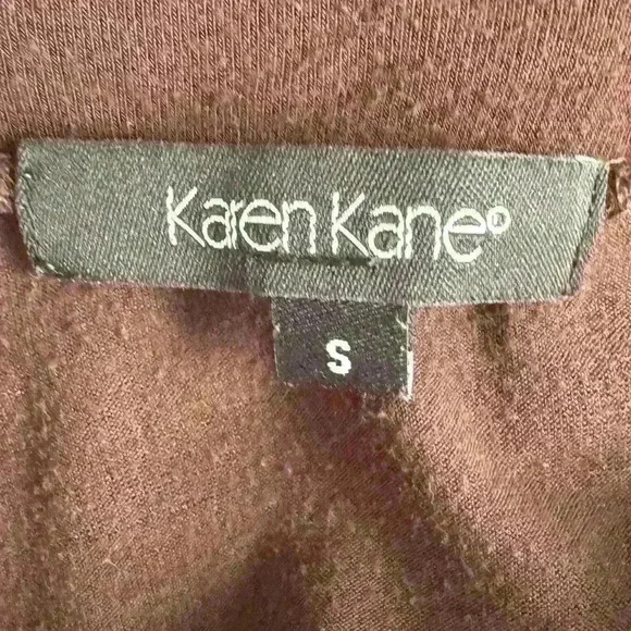 Karen Kane Small Brown Empire Tie Waist Jersey Dress Short Sleeve Knee Length - Picture 9 of 10